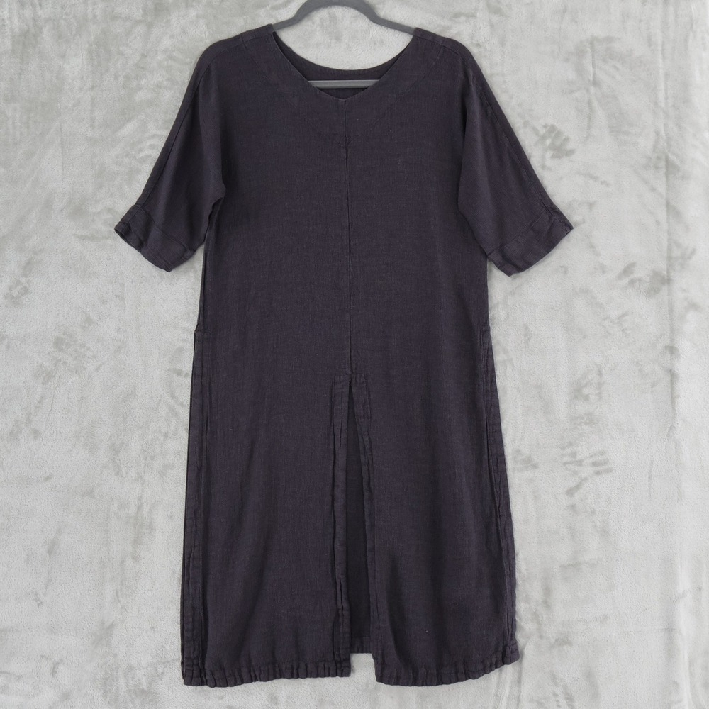 Soft Surroundings Rayon Linen Blend Tunic Top Front Slit‎ Womens PS Purple Boho